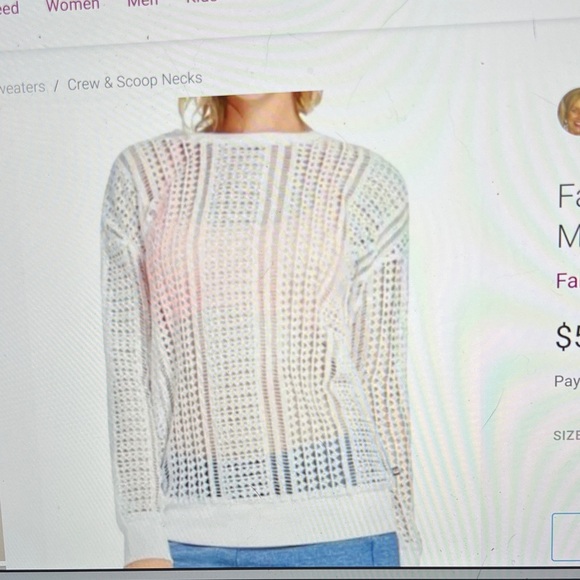 Fabletics Sweaters - Fabletics Sophie White Crew Neck Sweater Open Weave Swim Cover Up